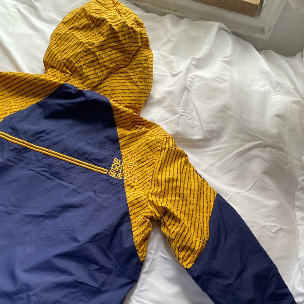 Superdry Windbreaker Jacket Navy/Yellow Size M